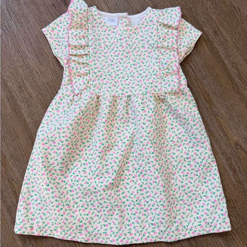 Zara Kids Floral Dress - Cream and Pink